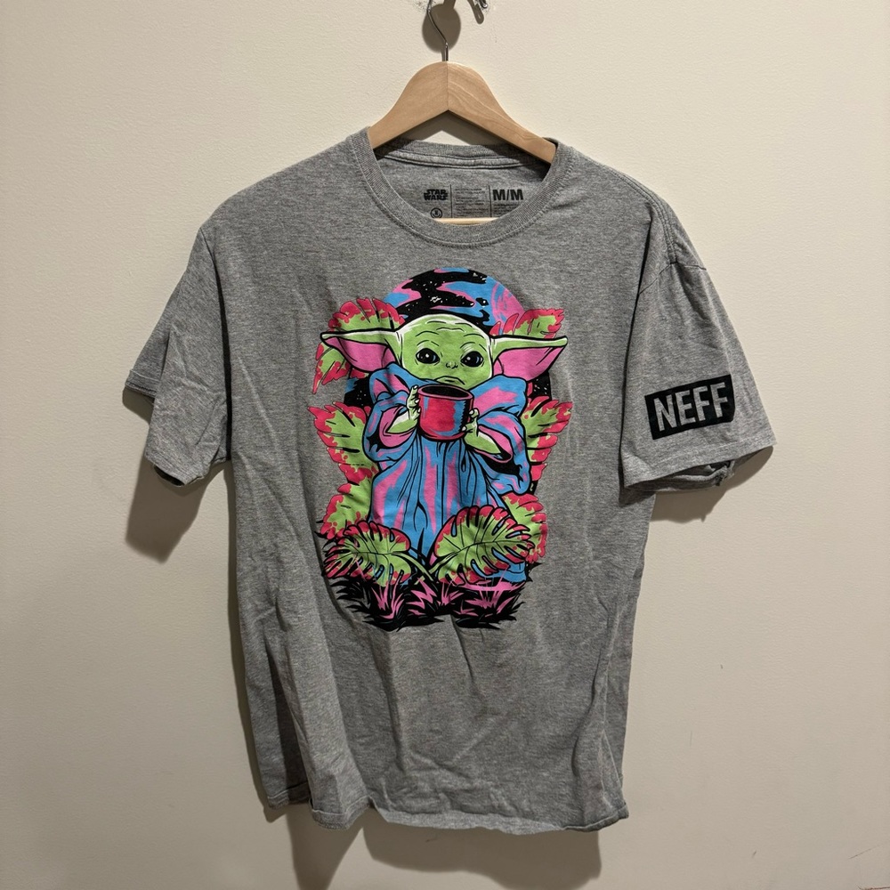 Disney Star Wars Neff Grogu neon and gray tshirt top